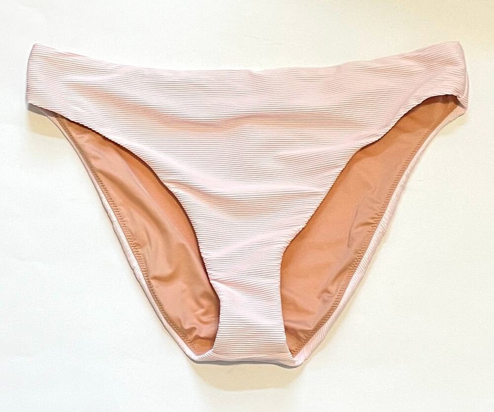 J. Crew High Leg Ribbed Bikini Swim Bottom Light Pink Size Small NEW